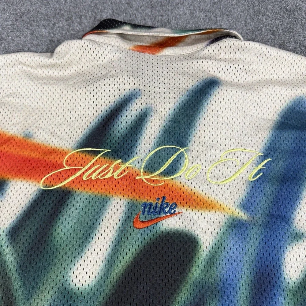 Nike Resort Shirt Mens Large Mesh Button Up Tropical Beach Embroidered